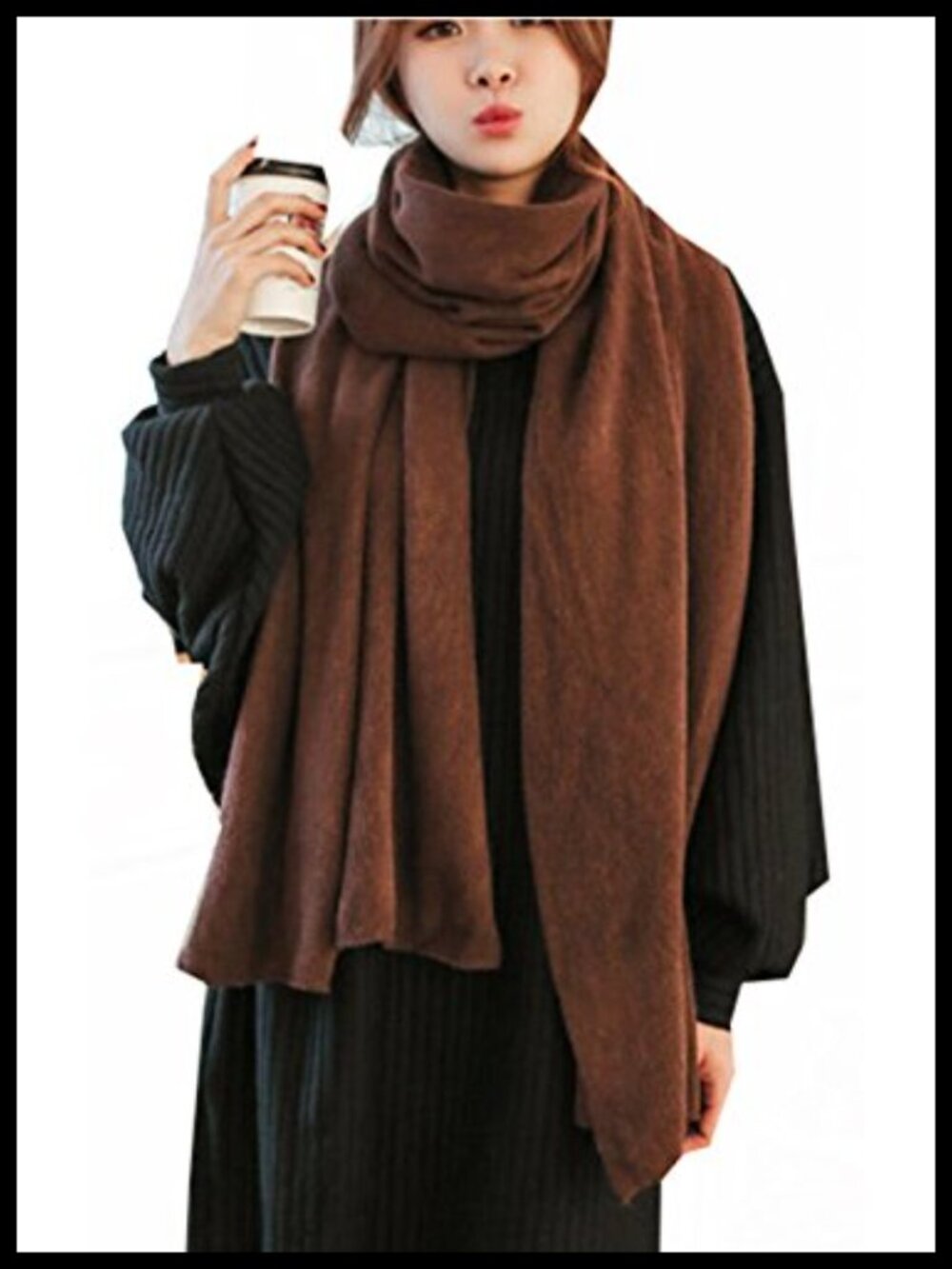 Womens Oversized Faux Wool Blanket Scarf Warm Winter Wrap